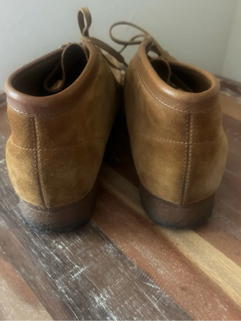 Vintage Clarks Sand Suede Wallabee Ankle Boots Size 10M Dress Casual